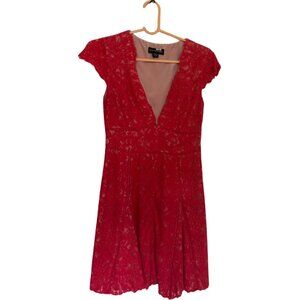 Coral lace cocktail dress